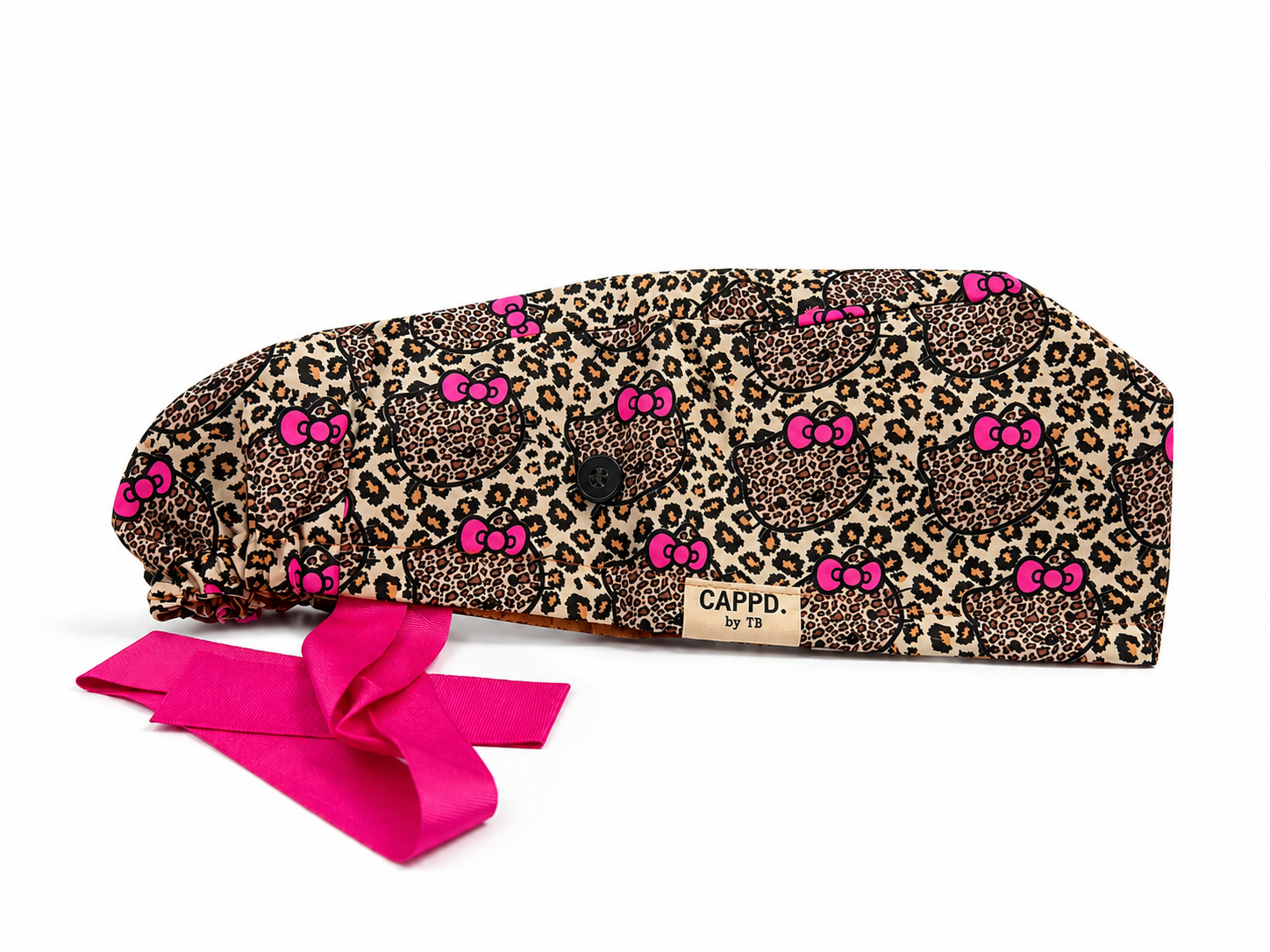 Leopard Kitty 🎀 | Satin-Lined Scrub Cap